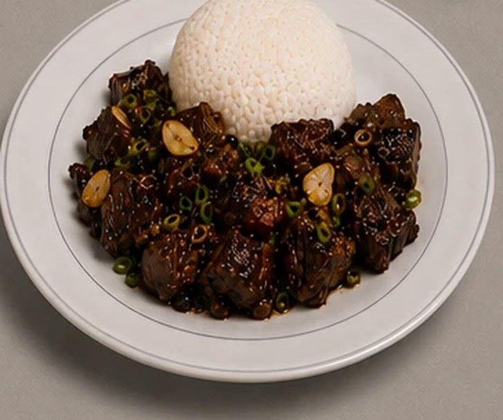 Beef Salpicao rice bowl with garlic